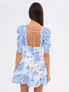 Blue White Porcelain Floral Lace Patchwork Dress