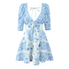 Blue White Porcelain Floral Lace Patchwork Dress