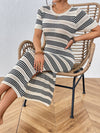 Striped Stitch Shortt Sleeve Dress