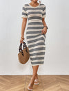 Striped Stitch Shortt Sleeve Dress