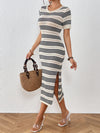 Striped Stitch Shortt Sleeve Dress