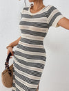 Striped Stitch Shortt Sleeve Dress