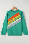 Black Rainbow Colorblock Pullover Sweatshirt