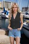 Solid Color Knitted Button Vest