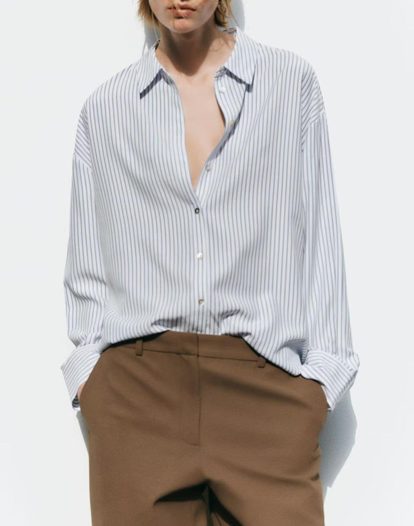 Casual Collared Striped Shirt