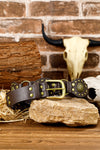 Chestnut Retro Studded Ring Connected Faux Leather Belt