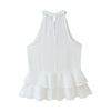 White Hanging Collar Top