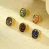 Geometric Retro Natural Stone Ring