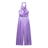 Pastel Purple Satin Jumpsuit