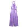 Pastel Purple Satin Jumpsuit