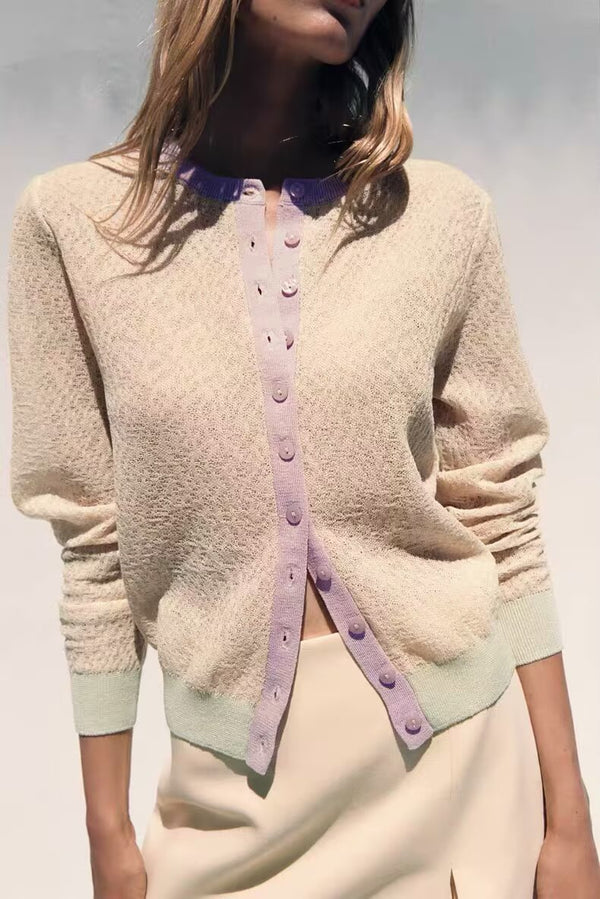 Crew Neck Long Sleeve Knitted Coat