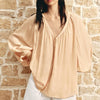 Loose V Neck Long Sleeve Shirt