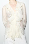 White Ruffle Long Sleeve Shirt
