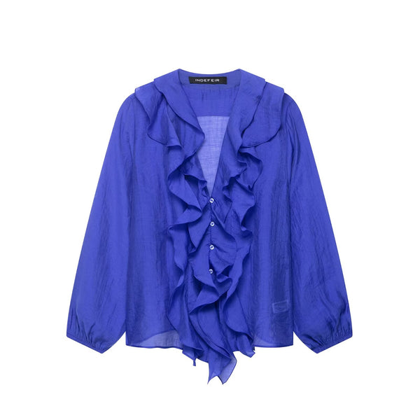 White Ruffle Long Sleeve Shirt