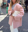 Collarless Loose Pink Blazer