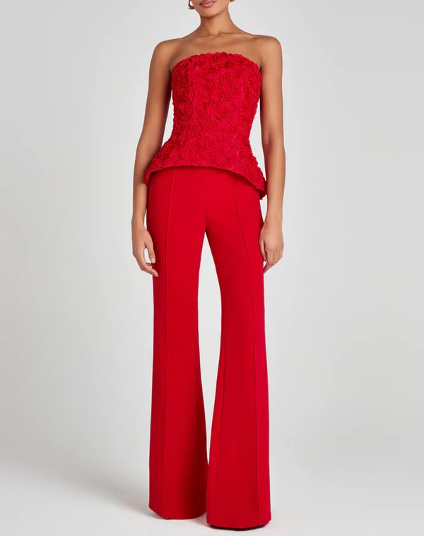Simple Red Tube Top & Pants Set