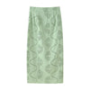 Green Stitch Hollow Out Sleeveless Skirt Set