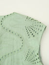 Green Stitch Hollow Out Sleeveless Skirt Set