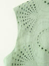 Green Stitch Hollow Out Sleeveless Skirt Set