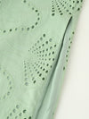 Green Stitch Hollow Out Sleeveless Skirt Set