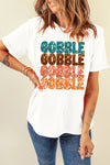 White Glittering GOBBLE Graphic Crewneck T Shirt