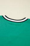 Mint Green Preppy Contrast Striped V Neck Long Sleeve T-shirt Dress
