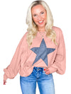 Black Studded Star Graphic Oversized Top