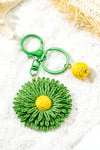 Green Woven Sunflower Pendant Personalized Keychain