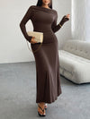 Devine Ruched Long Sleeve Maxi Dress - Cocoa Yacht Club