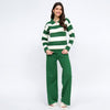 Loose Knitted Striped V Neck Knit Set