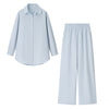 Simple Solid Shirt & Straight Leg Pants