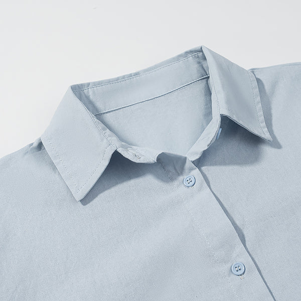 Simple Solid Shirt & Straight Leg Pants