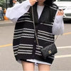 Black & White Striped Knit Vest