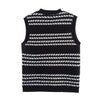 Black & White Striped Knit Vest