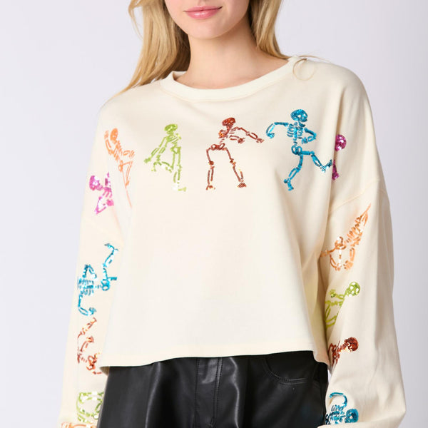 Halloween Skeleton Sequined Top