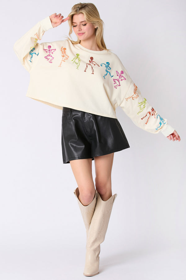 Halloween Skeleton Sequined Top