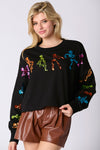 Halloween Skeleton Sequined Top