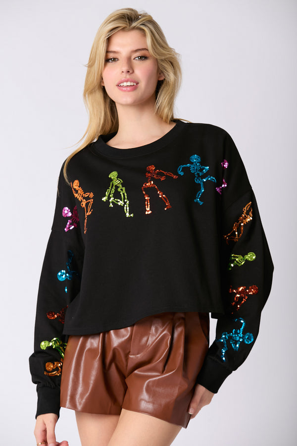 Halloween Skeleton Sequined Top
