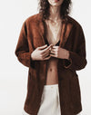 Plush Leather Single Breasted Blazer