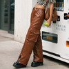 Multi Pocket Leather Retro Pants