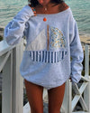 Marine Sail Patch Off Shoulder Pullover Sweater