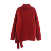 Asymmetric Hem Turtleneck Pullover Sweater