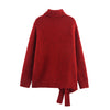 Asymmetric Hem Turtleneck Pullover Sweater