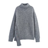 Asymmetric Hem Turtleneck Pullover Sweater