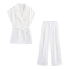 Linen Pleated Vest & Pant Sets
