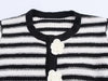 Classic Floral Fastened Striped Cardigan Coat