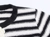 Classic Floral Fastened Striped Cardigan Coat