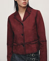 Contrast Suede Leather Jacket Coat
