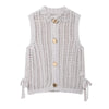 Sleeveless Side LaceThick Needle Cardigan Top