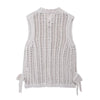 Sleeveless Side LaceThick Needle Cardigan Top